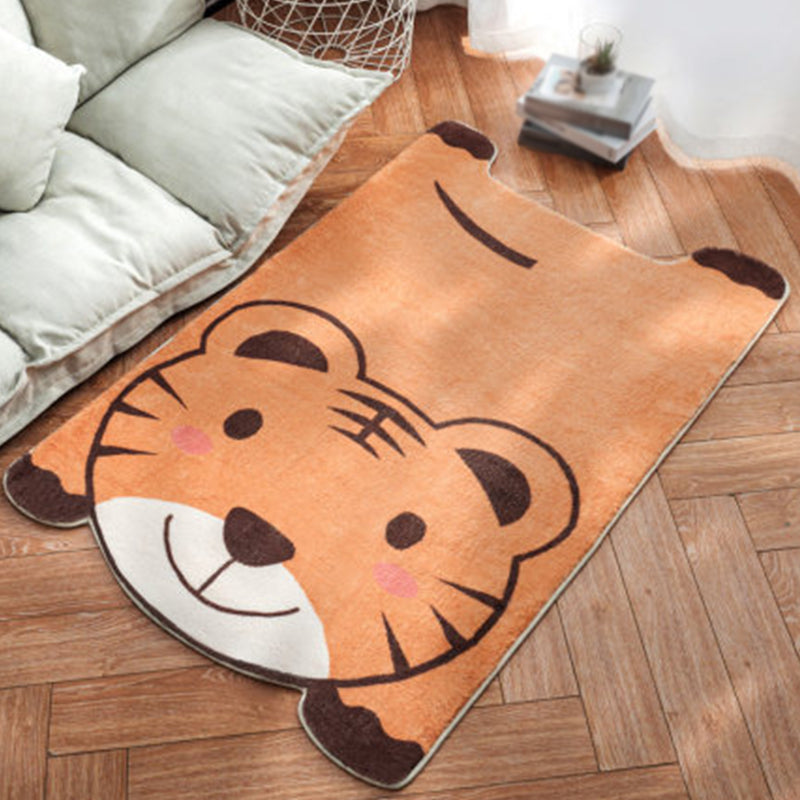 Vivolux | Uniek Kinderen Onregelmatig Tapijt in Wit en Roze Dieren Leeuw Panda Patroon Tapijt Polyester Antislip Vloerkleed voor Kinderen Kamer