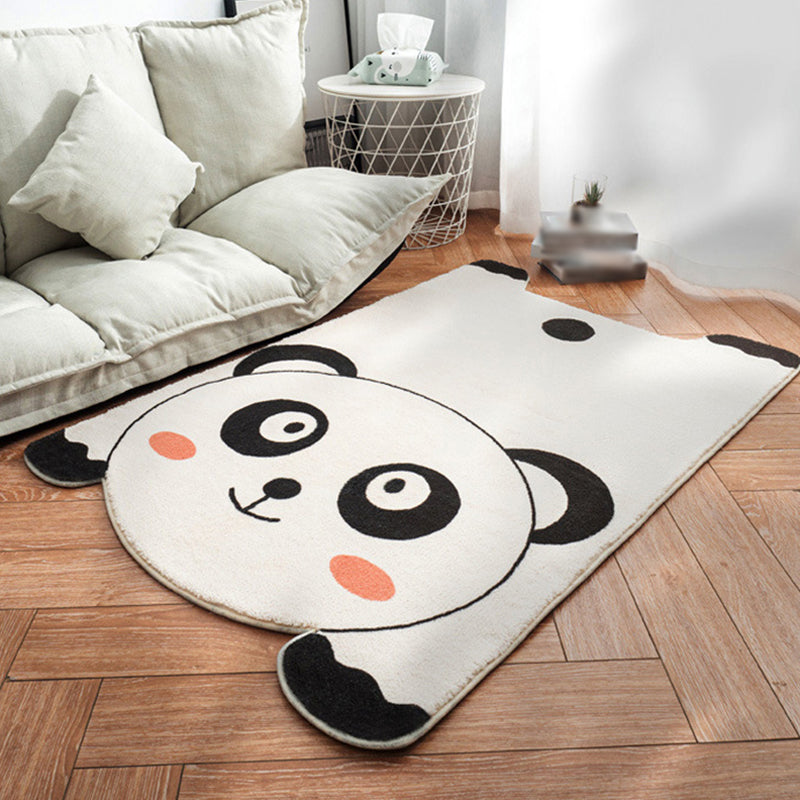 Vivolux | Uniek Kinderen Onregelmatig Tapijt in Wit en Roze Dieren Leeuw Panda Patroon Tapijt Polyester Antislip Vloerkleed voor Kinderen Kamer