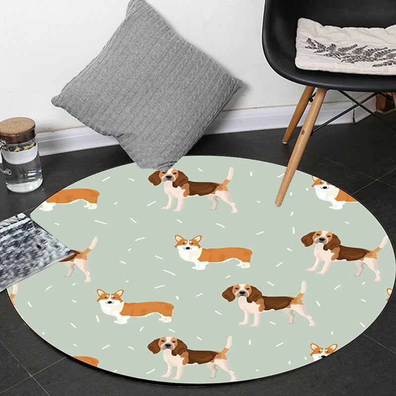 Vivolux | Uniek Kinder Tapijt in Wit en Bruin Dier Hond Voedsel Patroon Tapijt Polyester Vlekbestendige Vloerkleed voor Kinderkamer