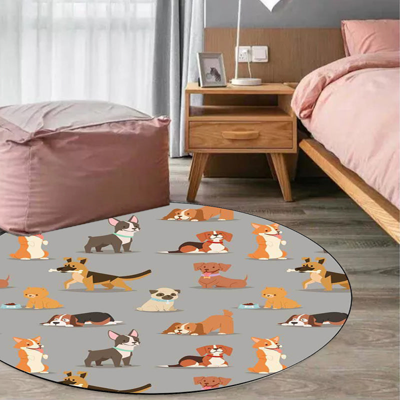 Vivolux | Uniek Kinder Tapijt in Wit en Bruin Dier Hond Voedsel Patroon Tapijt Polyester Vlekbestendige Vloerkleed voor Kinderkamer