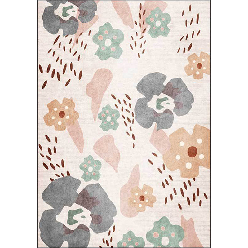 Vivolux | Rosa Kinderzimmer Teppich Kinder Blumenmuster Bereichsteppich Polyester Anti-Rutsch-Unterlage Teppich