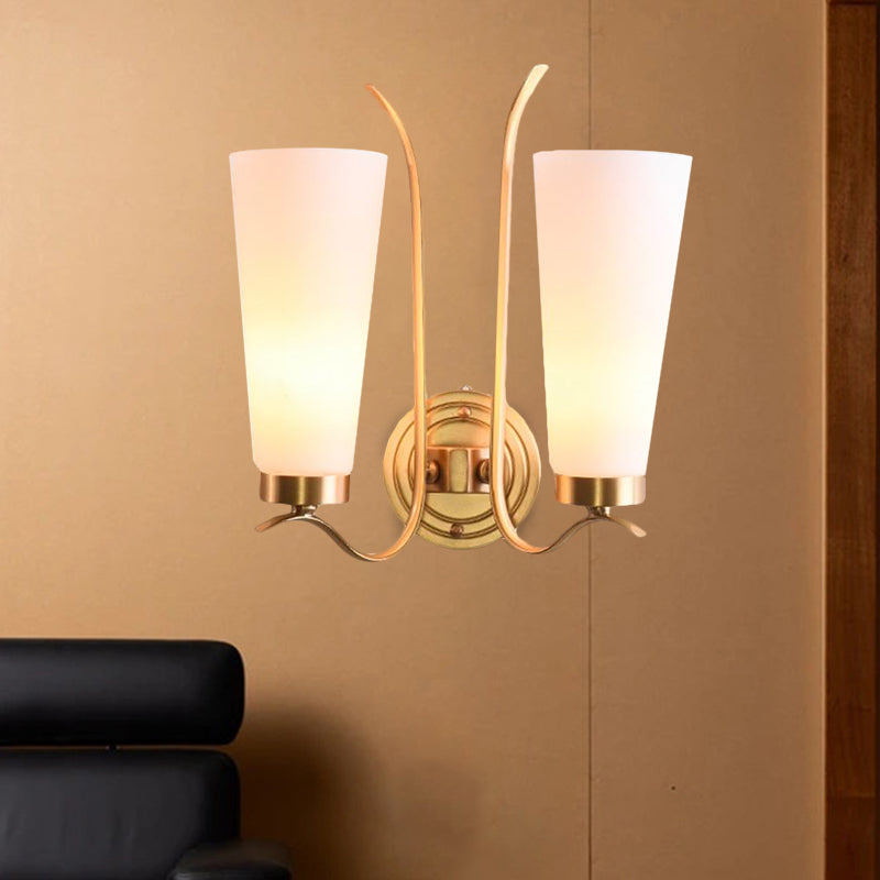 Vivolux | Opal Glas Messing Wandlamp Verlengd 1/2-Licht Plattelands Wandverlichting Voor Gastenkamer