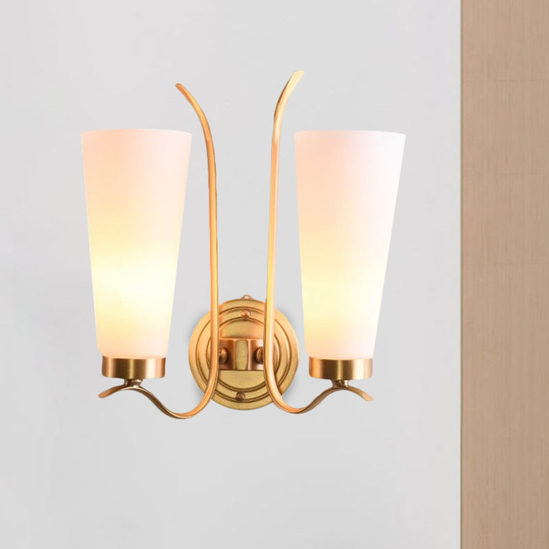 Vivolux | Opal Glas Messing Wandlamp Verlengd 1/2-Licht Plattelands Wandverlichting Voor Gastenkamer