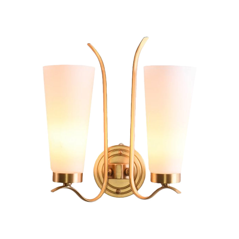 Vivolux | Opal Glas Messing Wandlamp Verlengd 1/2-Licht Plattelands Wandverlichting Voor Gastenkamer