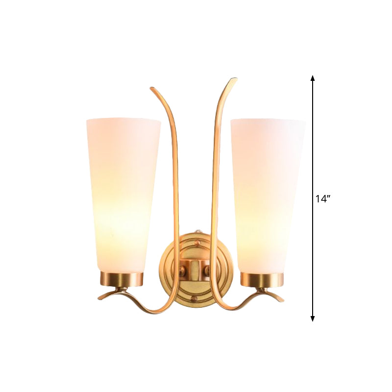Vivolux | Opal Glas Messing Wandlamp Verlengd 1/2-Licht Plattelands Wandverlichting Voor Gastenkamer