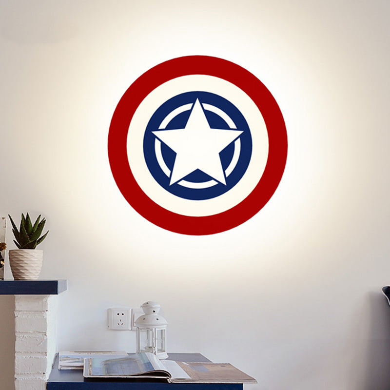 Vivolux | Rote und Blaue Runde Wandlampe Cartoon LED Acryl Wandbeleuchtung mit Sternmuster in Warm/Weiß Licht