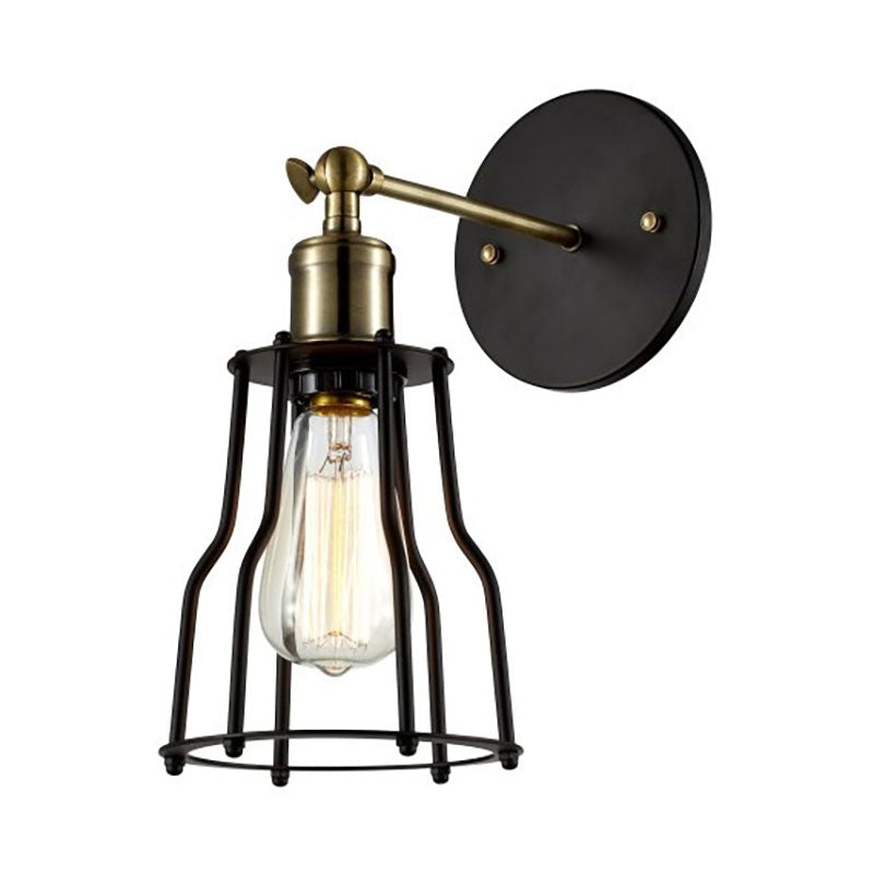 Vivolux | 1 Glühbirne Eisen Wand Sconce Beleuchtung Bauernhaus Messing/gealterte Messing Käfig Schirm Esszimmer Verstellbare Wandbeleuchtung