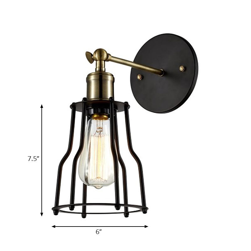 Vivolux | 1 Glühbirne Eisen Wand Sconce Beleuchtung Bauernhaus Messing/gealterte Messing Käfig Schirm Esszimmer Verstellbare Wandbeleuchtung