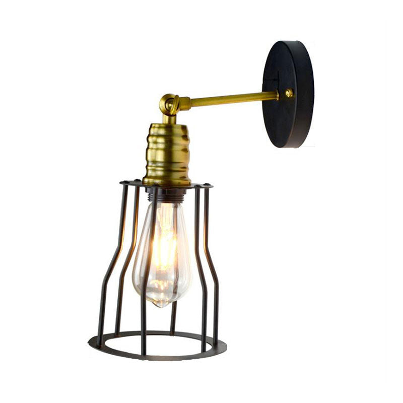 Vivolux | 1 Glühbirne Eisen Wand Sconce Beleuchtung Bauernhaus Messing/gealterte Messing Käfig Schirm Esszimmer Verstellbare Wandbeleuchtung