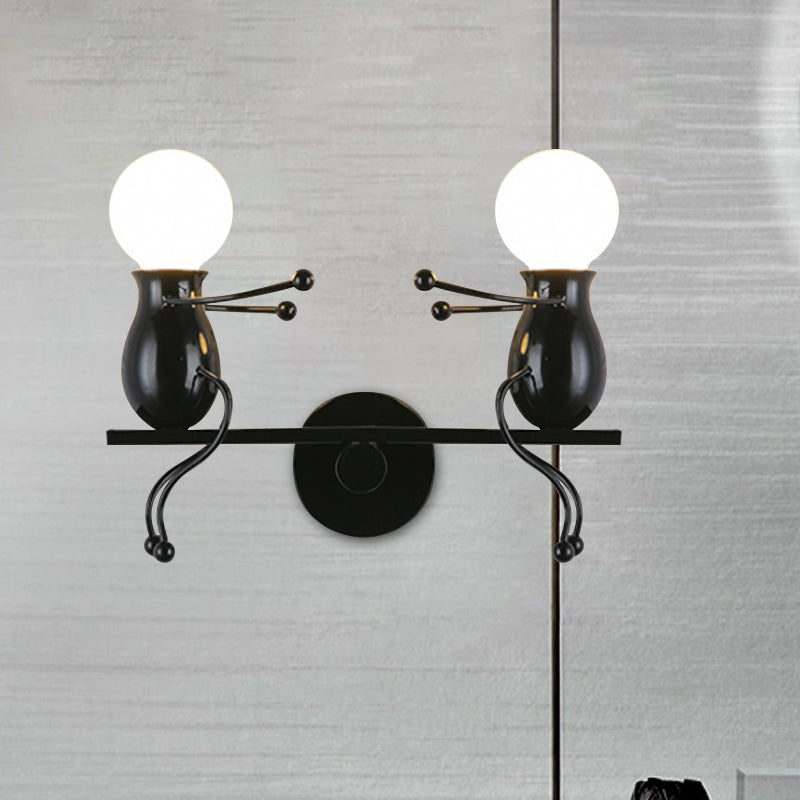 Vivolux | Schwarz/Weiß/Rot Kindlich Wandmontage Lampe Kinder 2 Köpfe Metall Wandlicht mit Wippe Arm