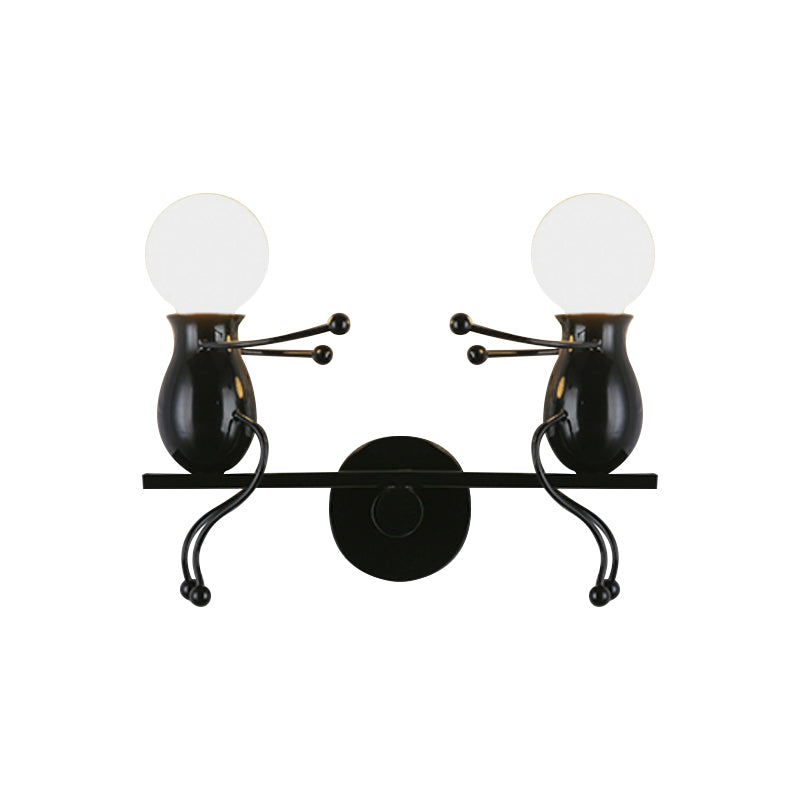 Vivolux | Schwarz/Weiß/Rot Kindlich Wandmontage Lampe Kinder 2 Köpfe Metall Wandlicht mit Wippe Arm