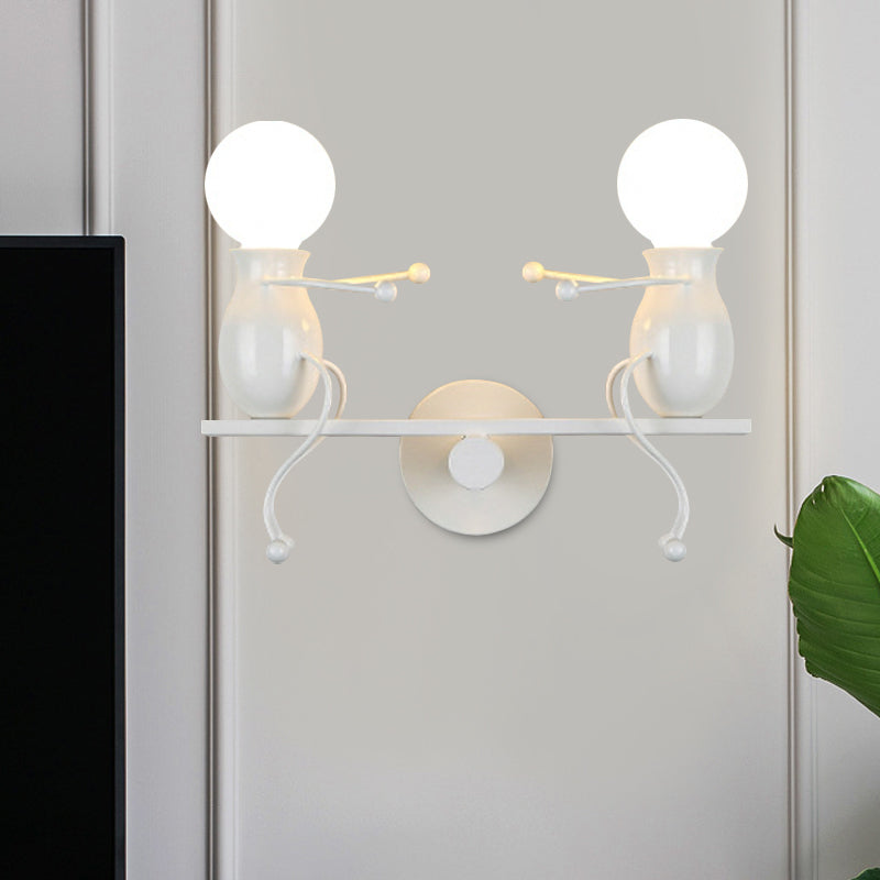 Vivolux | Schwarz/Weiß/Rot Kindlich Wandmontage Lampe Kinder 2 Köpfe Metall Wandlicht mit Wippe Arm
