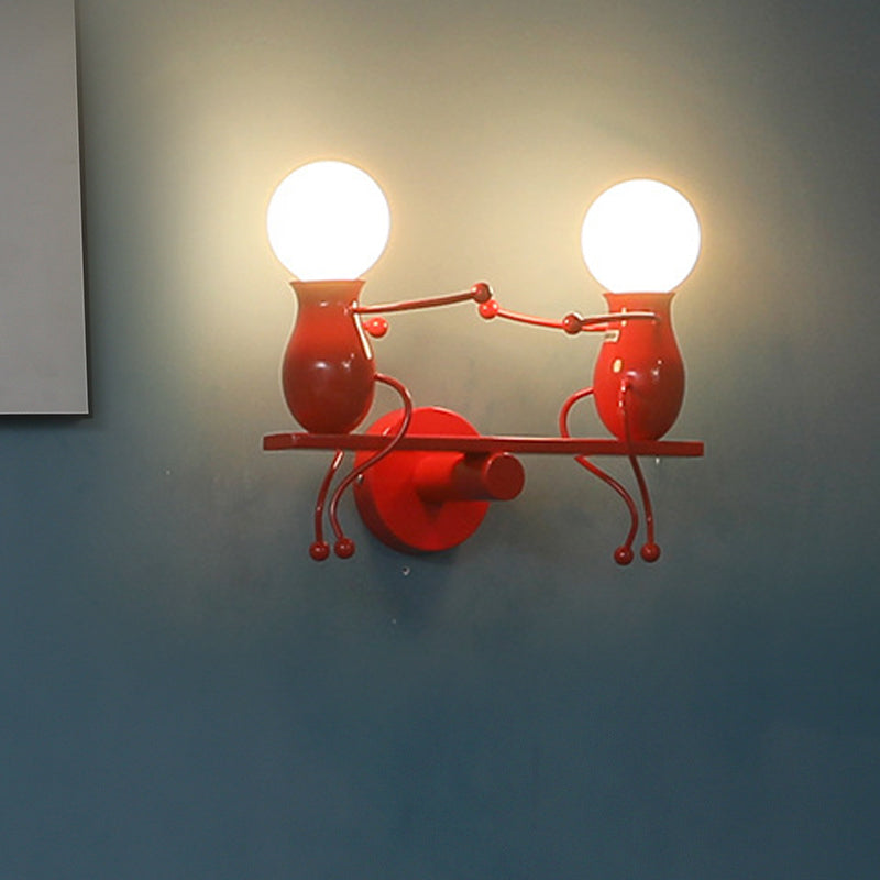 Vivolux | Schwarz/Weiß/Rot Kindlich Wandmontage Lampe Kinder 2 Köpfe Metall Wandlicht mit Wippe Arm