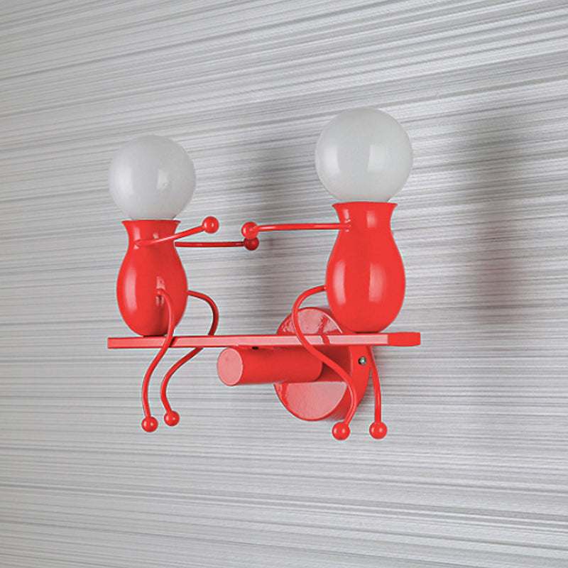 Vivolux | Schwarz/Weiß/Rot Kindlich Wandmontage Lampe Kinder 2 Köpfe Metall Wandlicht mit Wippe Arm
