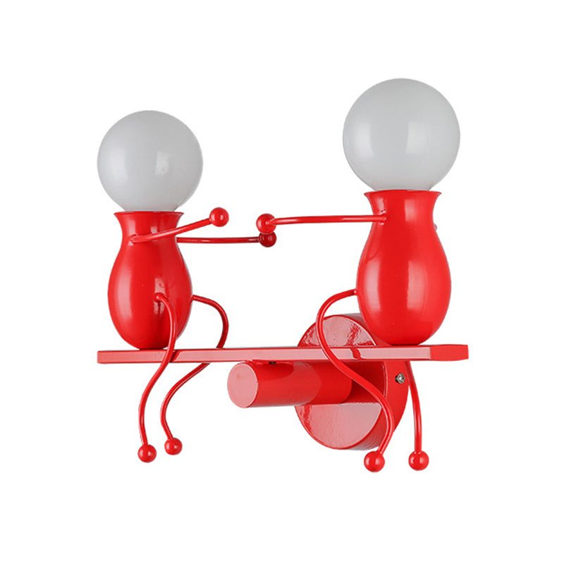 Vivolux | Schwarz/Weiß/Rot Kindlich Wandmontage Lampe Kinder 2 Köpfe Metall Wandlicht mit Wippe Arm