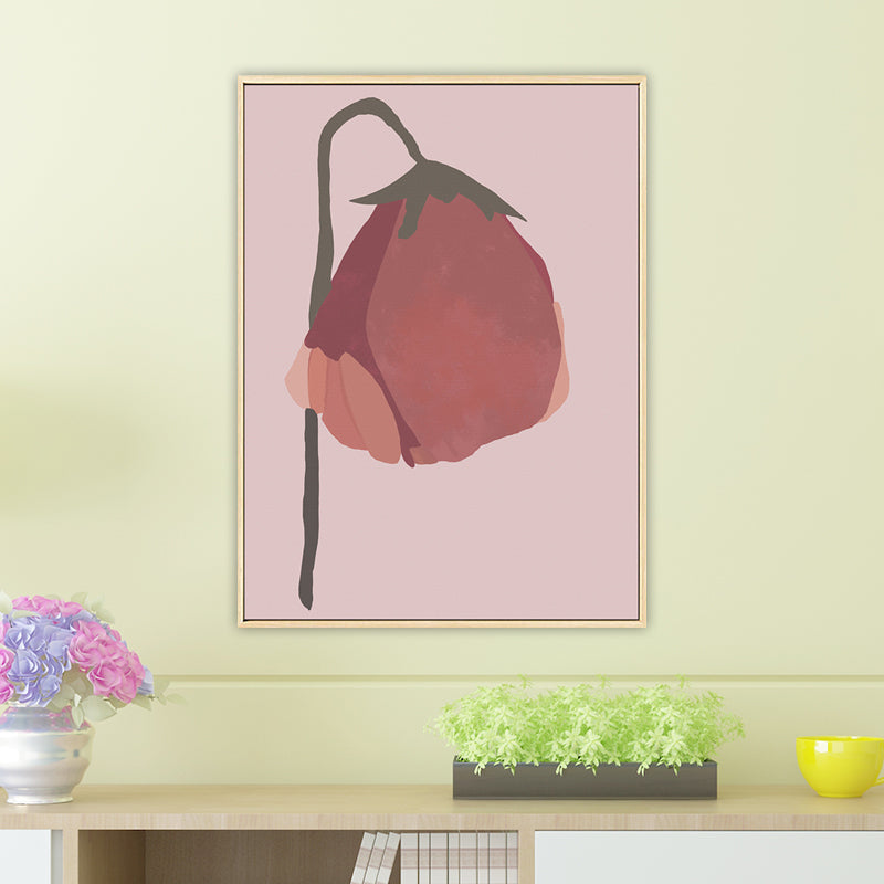 Vivolux | Nordic Blossom Wandkunst Leinwand Texturiertes rotes Gemälde für das Wohnzimmer (Mehrere Größenoptionen)
