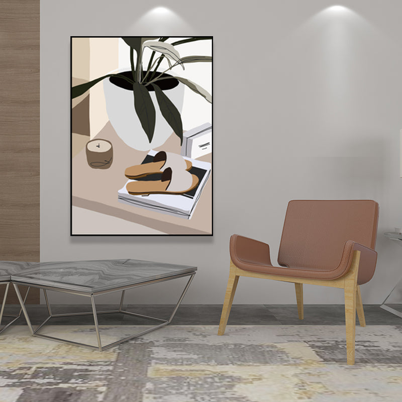 Vivolux | Pflanze in einem Topf Malerei Texturierte Skandinavische Wohnzimmer Wandkunst Dekor, Mehrere Größen