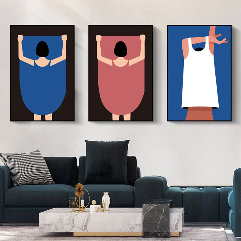 Vivolux | Undressed People Leinwand Wandkunst Pastellfarbe Skandinavisches Gemälde für das Wohnzimmer