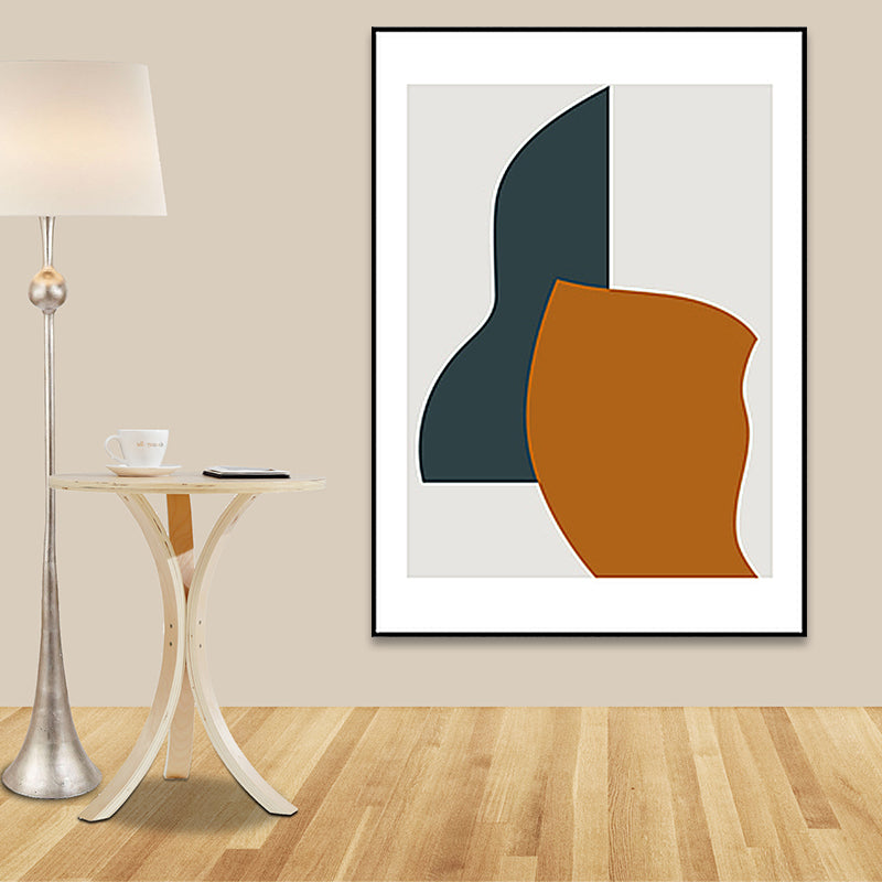 Vivolux | Nordische abstrakte Muster Wandkunst Leinwand strukturiertes orangefarbenes Gemälde für das Wohnzimmer