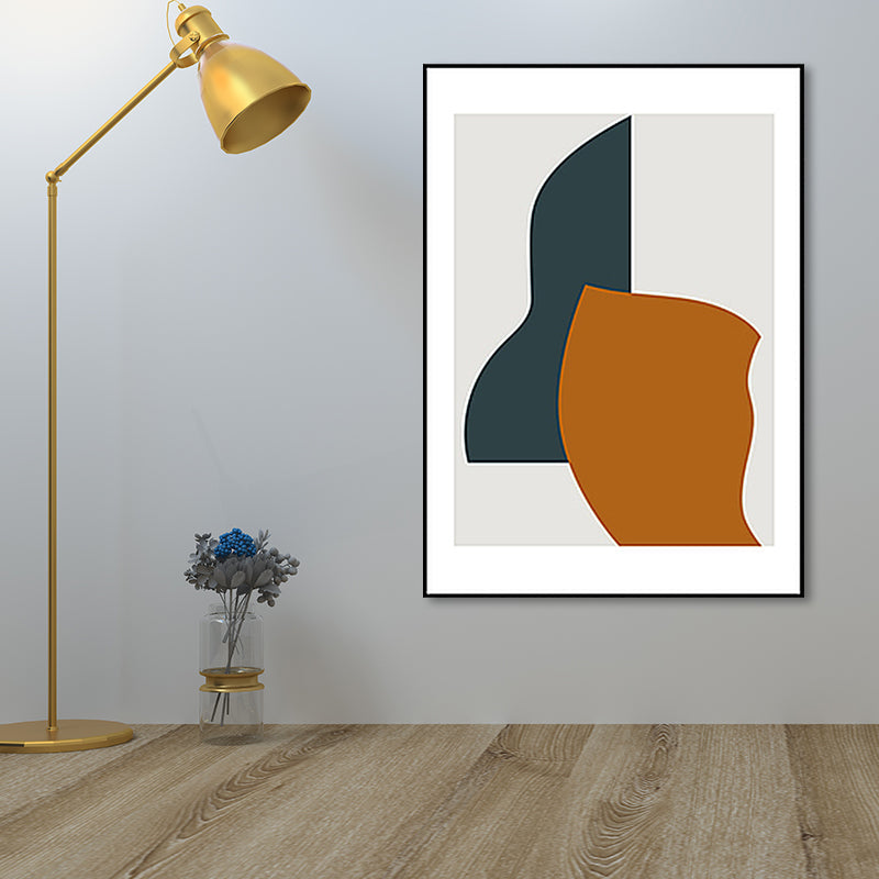 Vivolux | Nordische abstrakte Muster Wandkunst Leinwand strukturiertes orangefarbenes Gemälde für das Wohnzimmer