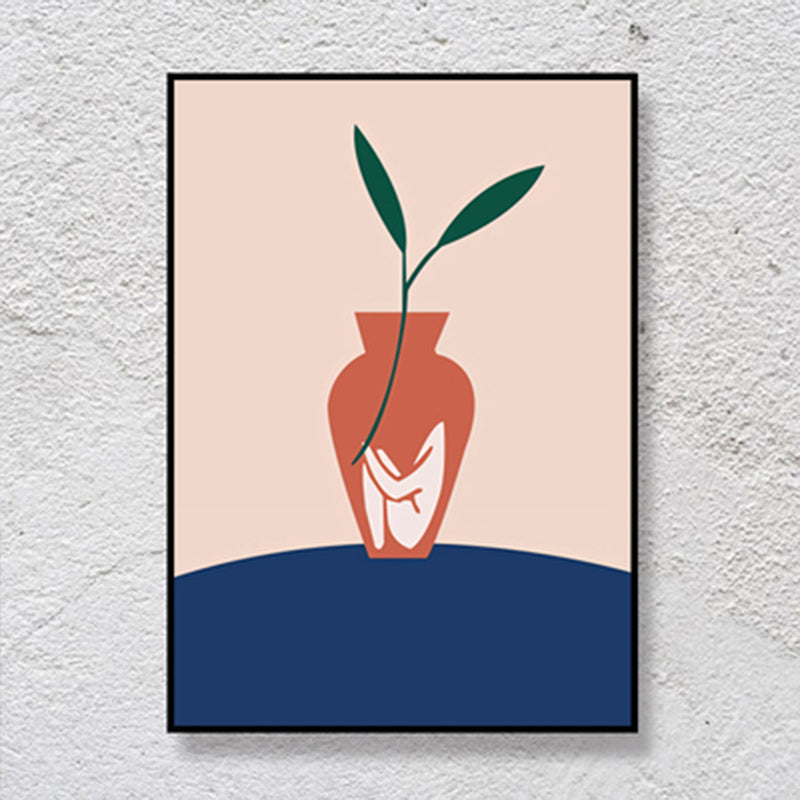 Vivolux | Pflanze in der Vase Leinwand Blau Skandinavische Wandkunst für das Wohnzimmer, Mehrere Größen verfügbar