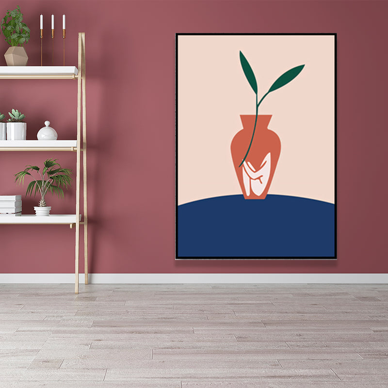 Vivolux | Pflanze in der Vase Leinwand Blau Skandinavische Wandkunst für das Wohnzimmer, Mehrere Größen verfügbar