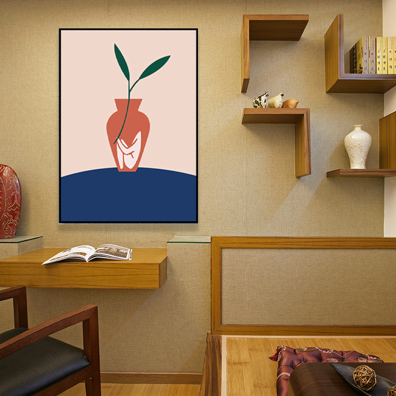 Vivolux | Pflanze in der Vase Leinwand Blau Skandinavische Wandkunst für das Wohnzimmer, Mehrere Größen verfügbar