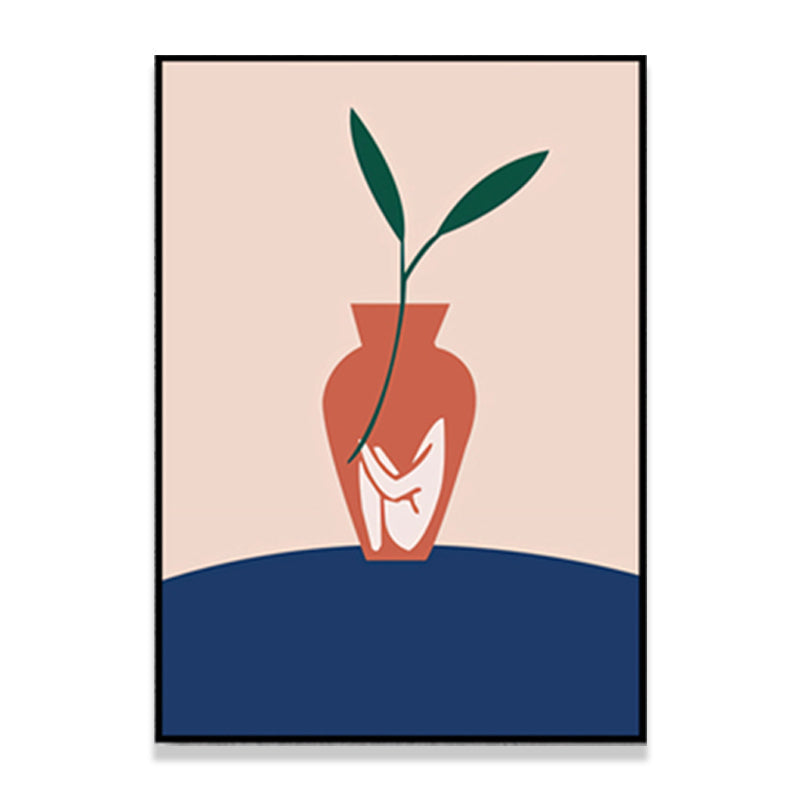 Vivolux | Pflanze in der Vase Leinwand Blau Skandinavische Wandkunst für das Wohnzimmer, Mehrere Größen verfügbar
