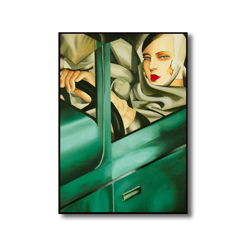 Vivolux | Texturierte Fahrende Maid Malerei Leinwand Vintage Stil Wandkunst Dekor für Badezimmer