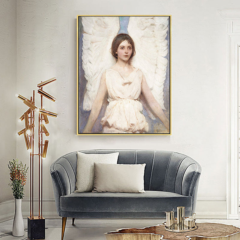 Vivolux | World Culture Winged Maiden Leinwand Spielzimmer Wandkunst Druck in Weiß, mehrere Größen