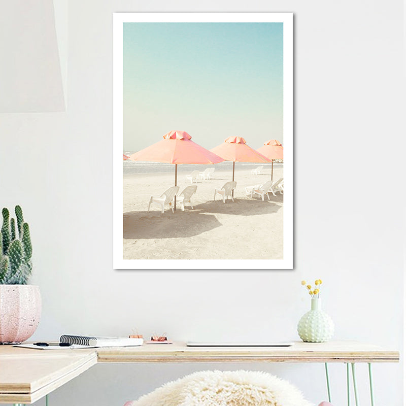 Vivolux | Strandstuhl und Schirm Leinwand Pink-Mint Grün Tropische Wanddekoration für das Schlafzimmer