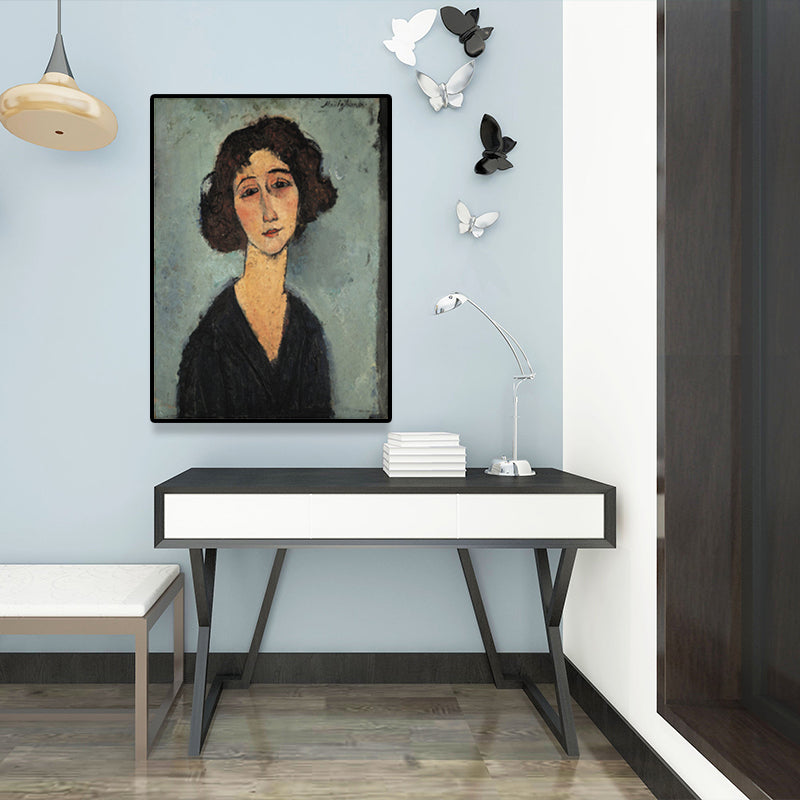 Vivolux | Texturiertes Modigliani-Frauen-Porträt Kunstdruck Leinwand Vintage Gemälde für das Mädchenzimmer