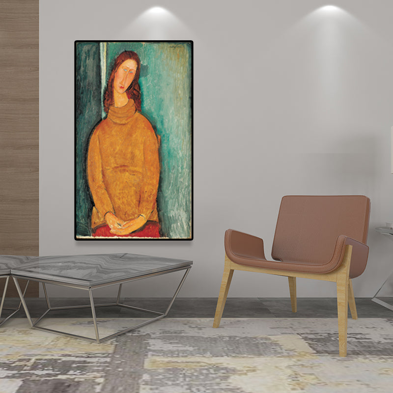 Vivolux | Texturiertes Modigliani-Frauen-Porträt Kunstdruck Leinwand Vintage Gemälde für das Mädchenzimmer