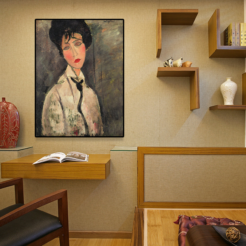 Vivolux | Texturiertes Modigliani-Frauen-Porträt Kunstdruck Leinwand Vintage Gemälde für das Mädchenzimmer