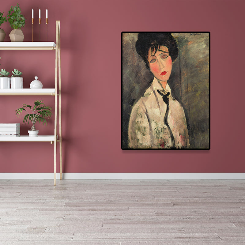 Vivolux | Texturiertes Modigliani-Frauen-Porträt Kunstdruck Leinwand Vintage Gemälde für das Mädchenzimmer