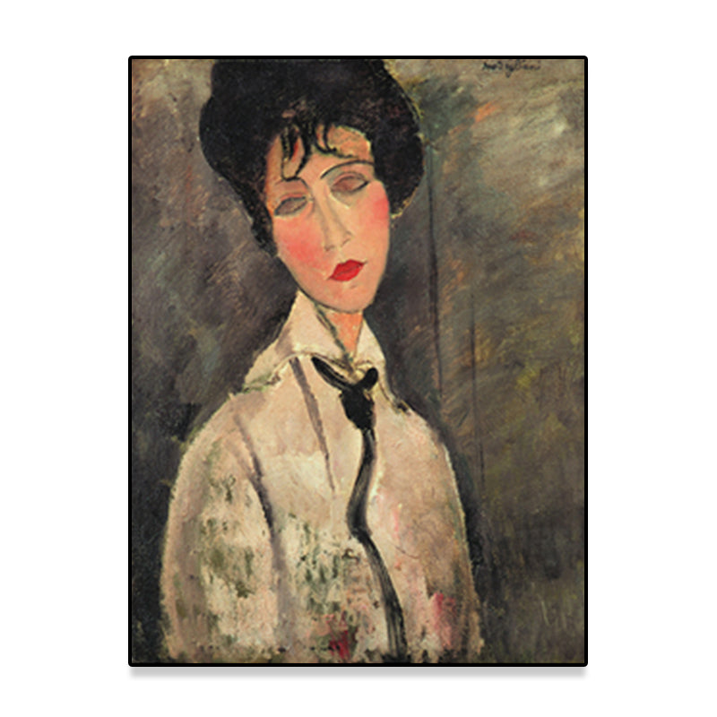 Vivolux | Texturiertes Modigliani-Frauen-Porträt Kunstdruck Leinwand Vintage Gemälde für das Mädchenzimmer