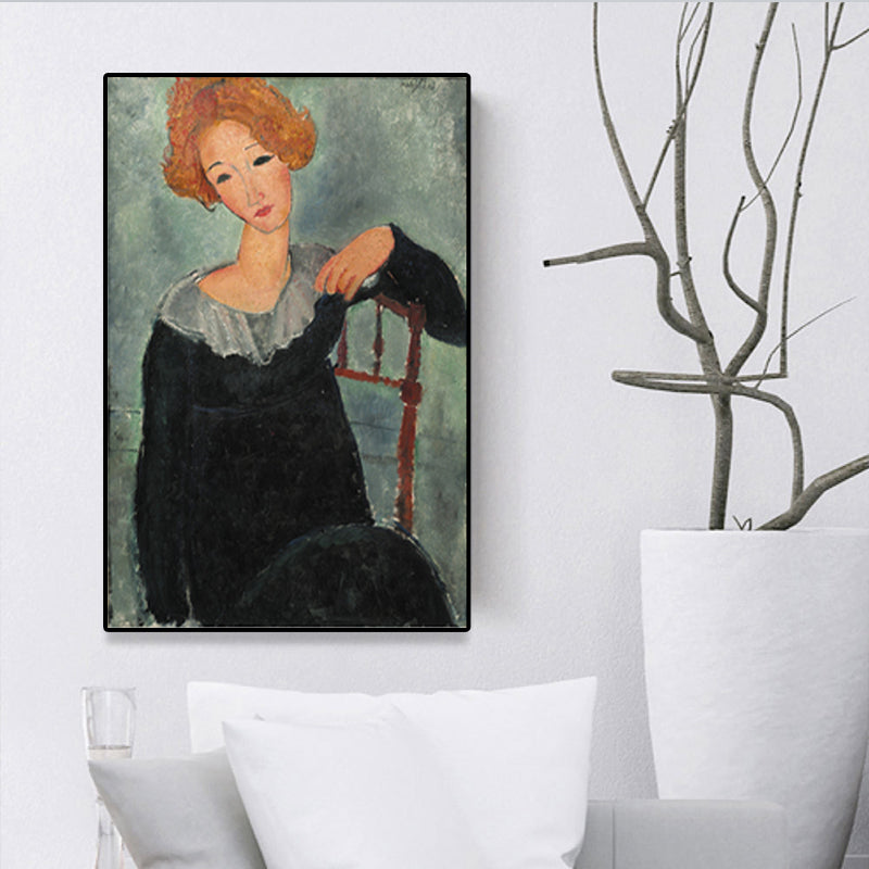 Vivolux | Texturiertes Modigliani-Frauen-Porträt Kunstdruck Leinwand Vintage Gemälde für das Mädchenzimmer