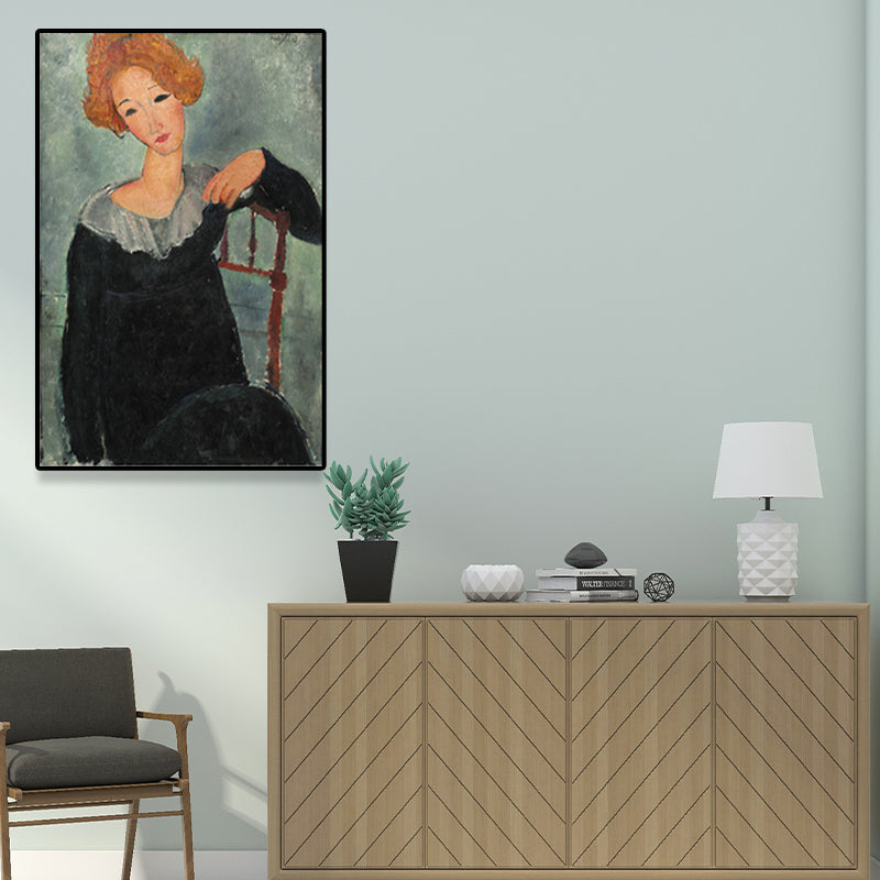 Vivolux | Texturiertes Modigliani-Frauen-Porträt Kunstdruck Leinwand Vintage Gemälde für das Mädchenzimmer