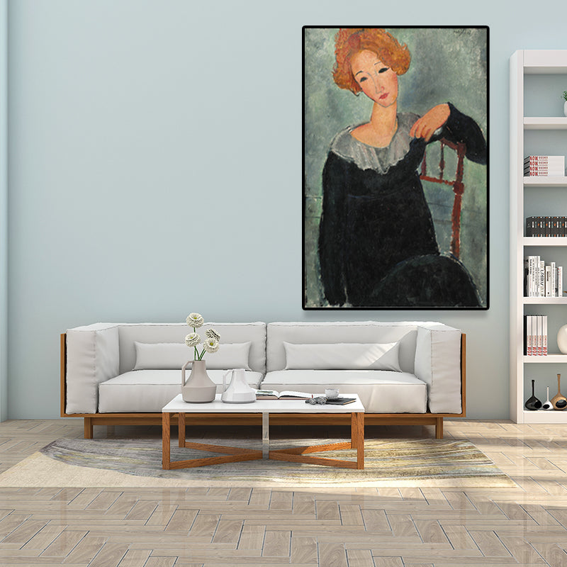 Vivolux | Texturiertes Modigliani-Frauen-Porträt Kunstdruck Leinwand Vintage Gemälde für das Mädchenzimmer