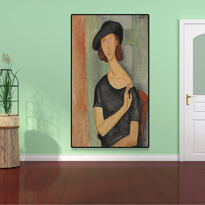 Vivolux | Texturiertes Modigliani-Frauen-Porträt Kunstdruck Leinwand Vintage Gemälde für das Mädchenzimmer