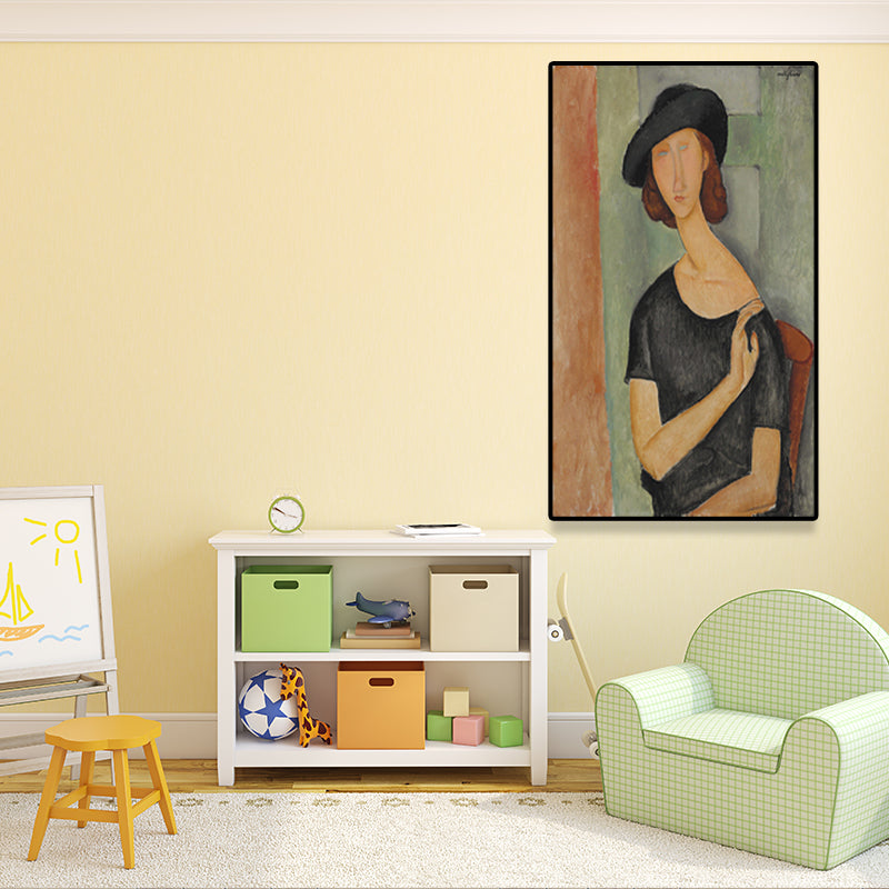 Vivolux | Texturiertes Modigliani-Frauen-Porträt Kunstdruck Leinwand Vintage Gemälde für das Mädchenzimmer