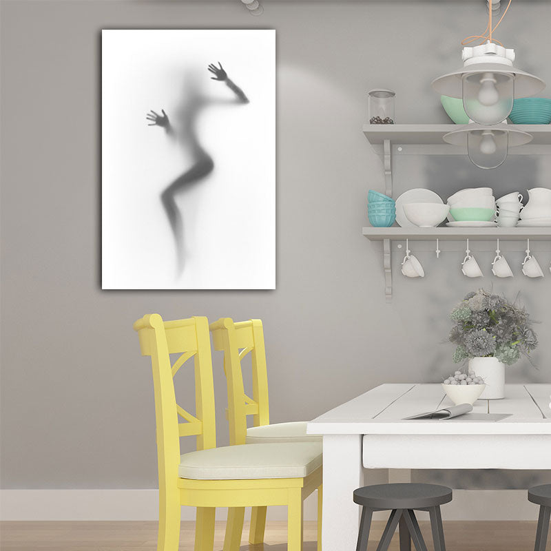 Vivolux | Moderne Creatieve Canvas in Grijze Schaduw van Sexy Vrouw op het Frosted Glas Wandkunst voor Kamer