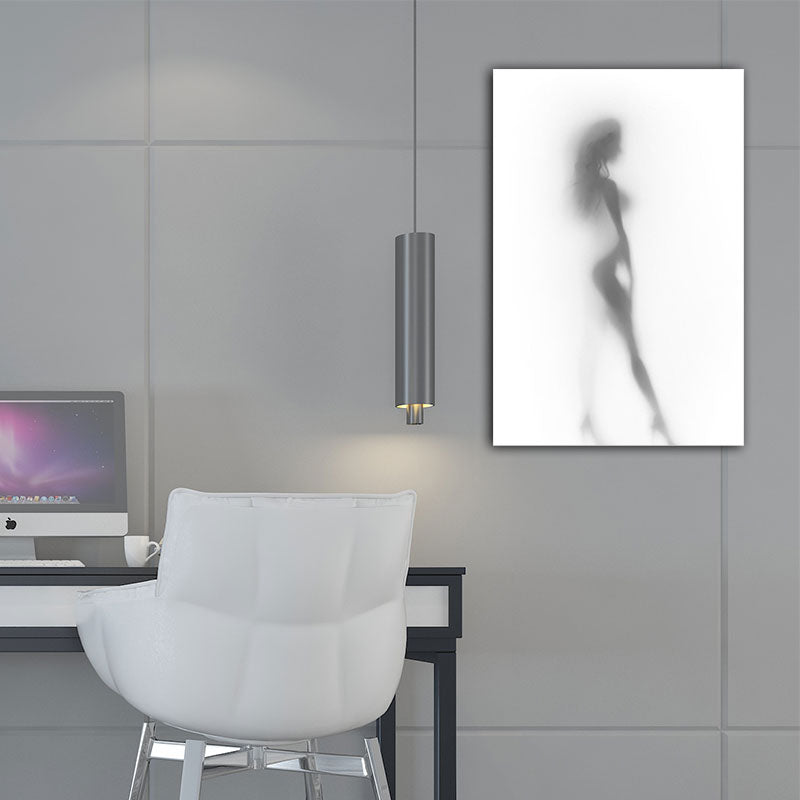 Vivolux | Moderne Creatieve Canvas in Grijze Schaduw van Sexy Vrouw op het Frosted Glas Wandkunst voor Kamer