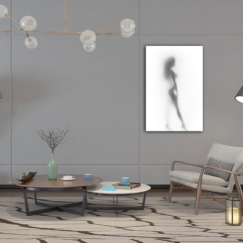 Vivolux | Moderne Creatieve Canvas in Grijze Schaduw van Sexy Vrouw op het Frosted Glas Wandkunst voor Kamer