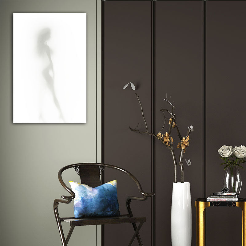 Vivolux | Moderne Creatieve Canvas in Grijze Schaduw van Sexy Vrouw op het Frosted Glas Wandkunst voor Kamer