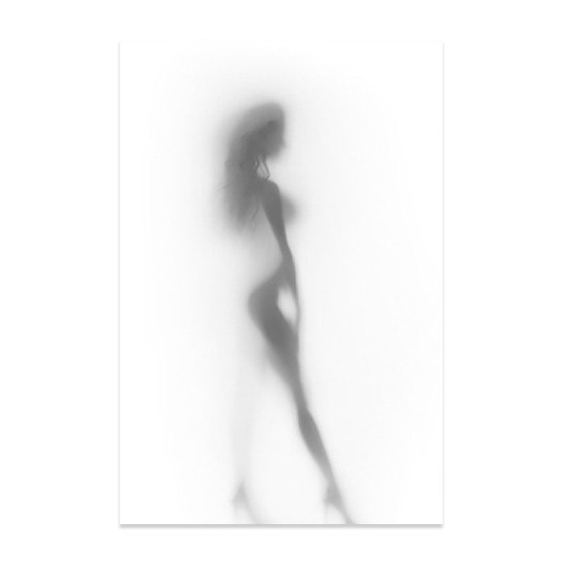 Vivolux | Moderne Creatieve Canvas in Grijze Schaduw van Sexy Vrouw op het Frosted Glas Wandkunst voor Kamer