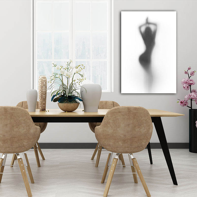 Vivolux | Moderne Creatieve Canvas in Grijze Schaduw van Sexy Vrouw op het Frosted Glas Wandkunst voor Kamer