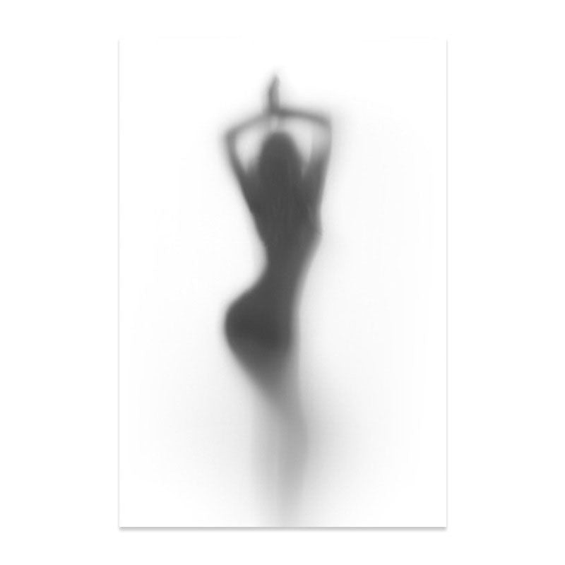 Vivolux | Moderne Creatieve Canvas in Grijze Schaduw van Sexy Vrouw op het Frosted Glas Wandkunst voor Kamer