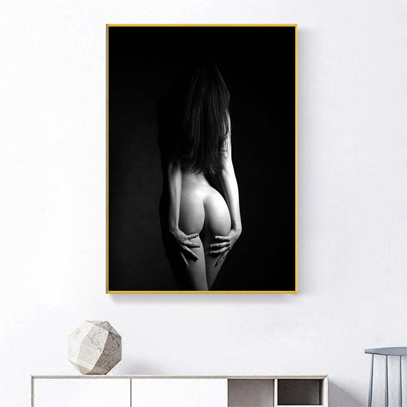 Vivolux | Sexy Rücken der Frau Leinwanddruck für Schlafzimmer Figurenfotografie Wandkunst in Schwarz