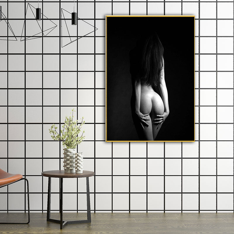 Vivolux | Sexy Rücken der Frau Leinwanddruck für Schlafzimmer Figurenfotografie Wandkunst in Schwarz